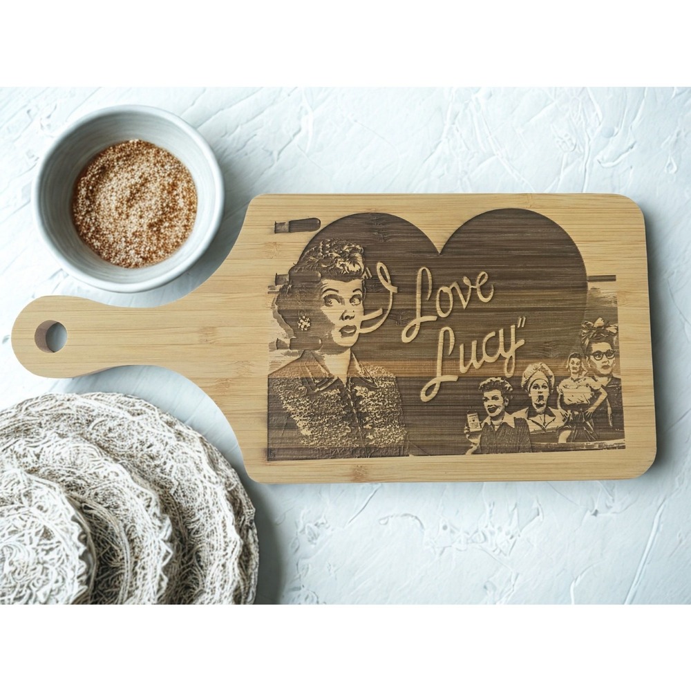 I Love Lucy Laser Engraved Bamboo Cutting Board 11x7 Handmade Kitchen Decor